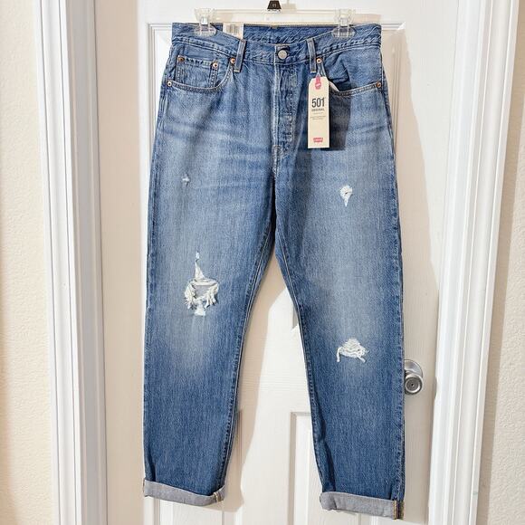 Levi's 501 Original Women's High Rise Straight Leg Button Fly Denim Jeans 29x30 - Picture 2 of 8